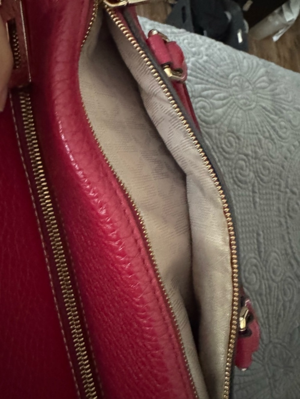 Michael Kors Selby Red Pebbled Leather Satchel with Gold Hardware - Picture 11 of 14